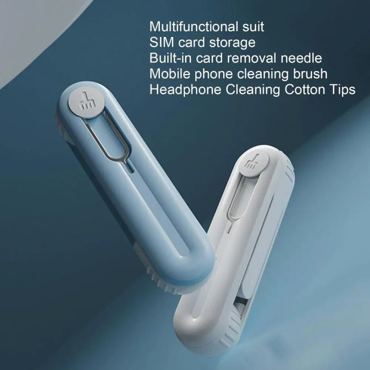 Brosse de nettoyage multifonction pour écouteurs Bluetooth, outil de dépoussiérage pour téléphone, bleu ciel, gris